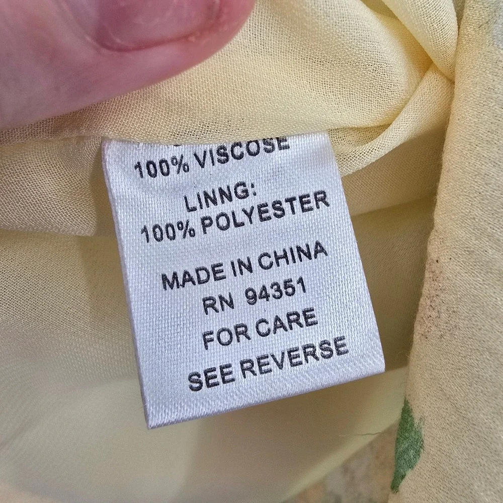 Jade Melody Tam Floral Blouse Green Orange Yellow Impressionist Smocked Cuff S - Picture 9 of 13